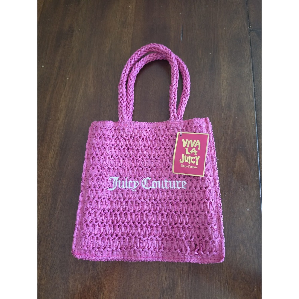 Juicy Couture Small Handbag Pink Women Purse NWT Straw Bag Lined